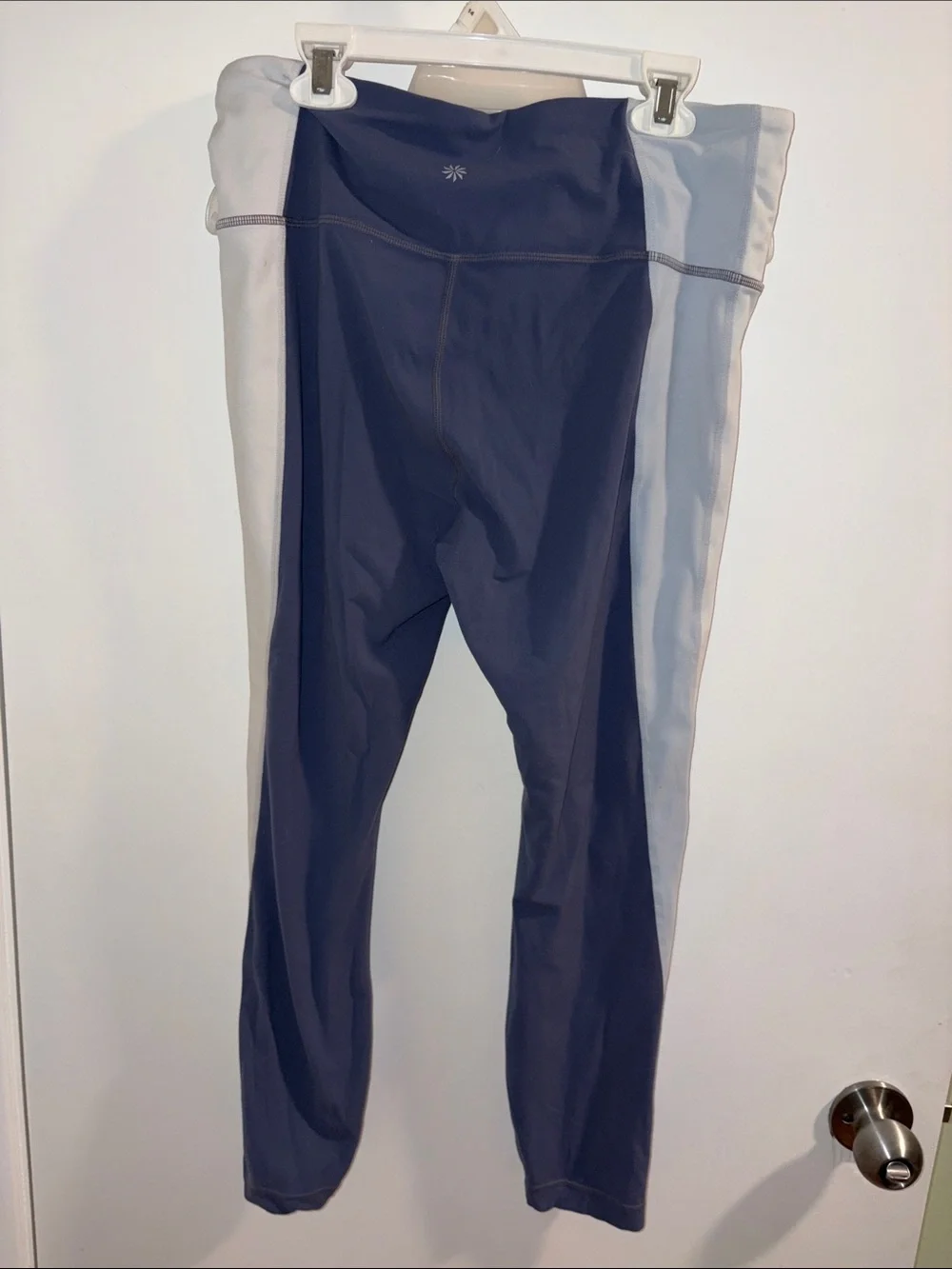 Athleta Navy and Light Gray Two-Tone Swim Leggings